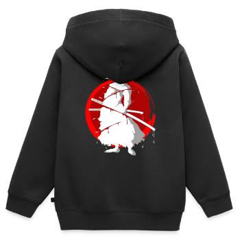 Japan - Kinder Premium Organic Zip Hoodie - Schwarz - Hinten - AI Model Kid Male (0cm)