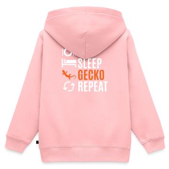 Gecko - Kinder Premium Organic Zip Hoodie - Rosa - Hinten - AI Model Kid Female (0cm)