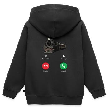Train - Sweat Premium à capuche zippé enfant bio - noir - Dos - AI Model Kid Male (0cm)