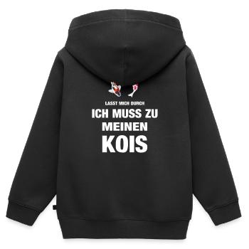Lasst mich durch ich muss zu meinen Kois Koi Teich - Kinder Premium Organic Zip Hoodie - Schwarz - Hinten - AI Model Kid Male (0cm)