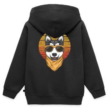 Husky - Sweat Premium à capuche zippé enfant bio - noir - Dos - AI Model Kid Male (0cm)