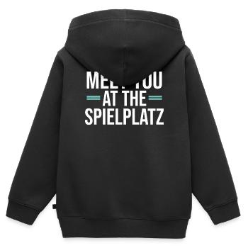 Meet you at the Spielplatz - Kinder Premium Organic Zip Hoodie - Schwarz - Hinten - AI Model Kid Male (0cm)