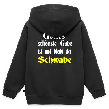Gottes schönste Gabe ist und bleibt der Schwabe - Kinder Premium Organic Zip Hoodie - Schwarz - Hinten - AI Model Kid Male (0cm)