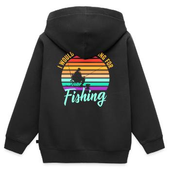 Fischen Fisch Petri Heil - Kinder Premium Organic Zip Hoodie - Schwarz - Hinten - AI Model Kid Male (0cm)