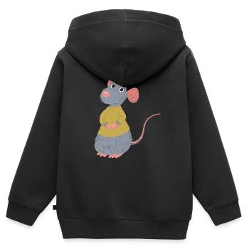 Rat rongeur rongeur souris vermine ravageur - Sweat Premium à capuche zippé enfant bio - noir - Dos - AI Model Kid Male (0cm)