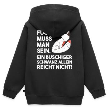 Lustiger Fuchs Spruch Füchse buschigen Schwanz - Kinder Premium Organic Zip Hoodie - Schwarz - Hinten - AI Model Kid Male (0cm)