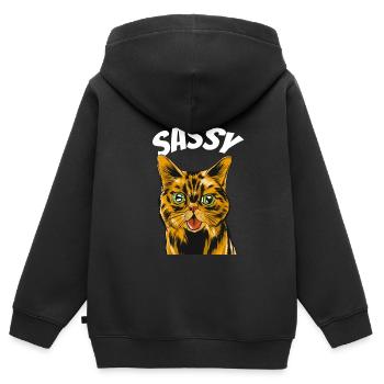 freche katze sei frech - Kinder Premium Organic Zip Hoodie - Schwarz - Hinten - AI Model Kid Male (0cm)