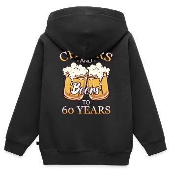 60 ans 60 ans de pension 60 Année de naissance - Sweat Premium à capuche zippé enfant bio - noir - Dos - AI Model Kid Male (0cm)