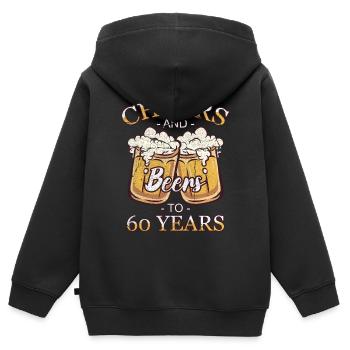 60 ans 60 ans de pension 60 Année de naissance - Sweat Premium à capuche zippé enfant bio - noir - Dos - AI Model Kid Male (0cm)