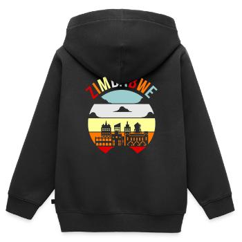 Simbabwe - Kinder Premium Organic Zip Hoodie - Schwarz - Hinten - AI Model Kid Male (0cm)