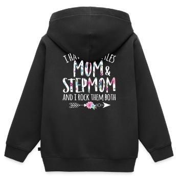 Ich habe zwei Titel Mama und Stiefmutter - Stiefmutter - Kinder Premium Organic Zip Hoodie - Schwarz - Hinten - AI Model Kid Male (0cm)