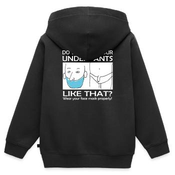 Drôle de rengaine de Corona - Sweat Premium à capuche zippé enfant bio - noir - Dos - AI Model Kid Male (0cm)