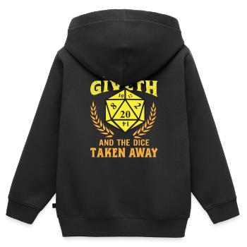 The Dice Giveth - Drôle de RPG RPG Saying - Sweat Premium à capuche zippé enfant bio - noir - Dos - AI Model Kid Male (0cm)