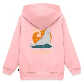 Robbe - Kinder Premium Organic Zip Hoodie - Rosa - Hinten - AI Model Kid Female (0cm)