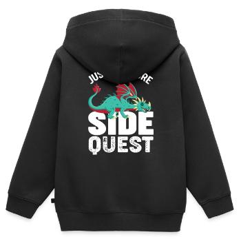 Lustiger Schlafender Drache Questing Humor RPG - Sweat Premium à capuche zippé enfant bio - noir - Dos - AI Model Kid Male (0cm)