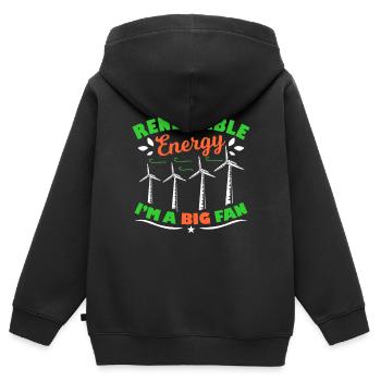 Moulin à vent - Sweat Premium à capuche zippé enfant bio - noir - Dos - AI Model Kid Male (0cm)