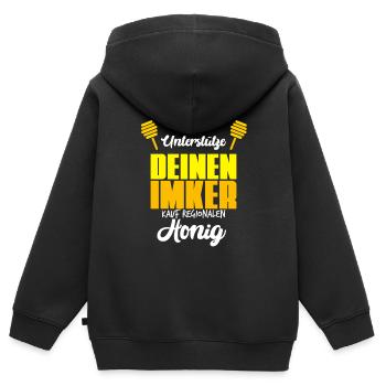 Regionaler Honig - Bienen Imker Spruch Geschenk - Kinder Premium Organic Zip Hoodie - Schwarz - Hinten - AI Model Kid Male (0cm)