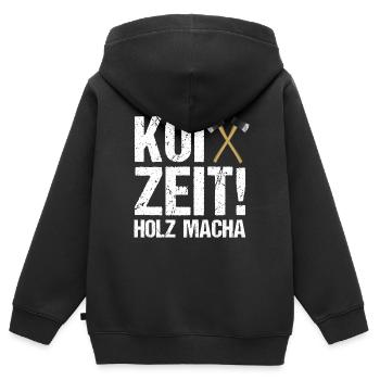 Koi Zeit Holz macha Sprüche Förster Forstwirte - Kinder Premium Organic Zip Hoodie - Schwarz - Hinten - AI Model Kid Male (0cm)