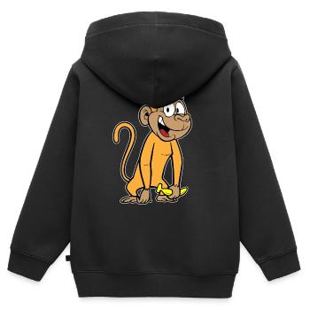 Monkey with banana - Kids Premium Organic Zip-up Hoodie - black - Back - AI Model Kid Male (0cm)