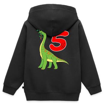 Dino Kinder 5 Jahre Dinosaurier 5. Geburtstag - Kinder Premium Organic Zip Hoodie - Schwarz - Hinten - AI Model Kid Male (0cm)