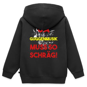 Guggenmusik Guggenmusiker Kostüm Narren Musiker - Kinder Premium Organic Zip Hoodie - Schwarz - Hinten - AI Model Kid Male (0cm)