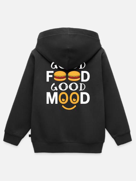 Good Food Good Mood - Kinder Premium Organic Zip Hoodie - Schwarz