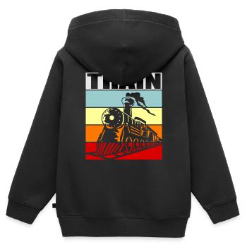 train - Sweat Premium à capuche zippé enfant bio - noir - Dos - AI Model Kid Male (0cm)
