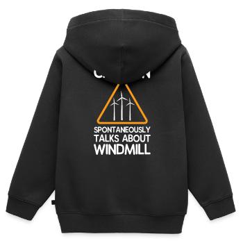 Moulin à vent - Sweat Premium à capuche zippé enfant bio - noir - Dos - AI Model Kid Male (0cm)