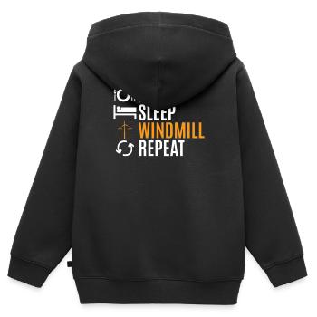 Moulin à vent - Sweat Premium à capuche zippé enfant bio - noir - Dos - AI Model Kid Male (0cm)