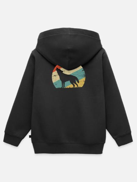 lupo - Felpa Premium con cappuccio con zip bambino bio - nero