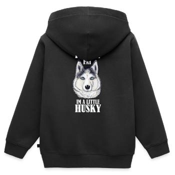 Husky Hunde Rasse Welpengeschenk - Kinder Premium Organic Zip Hoodie - Schwarz - Hinten - AI Model Kid Male (0cm)