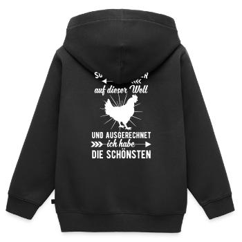 Hühner Huhn Landwirtschaft Hühnerstall - Kinder Premium Organic Zip Hoodie - Schwarz - Hinten - AI Model Kid Male (0cm)