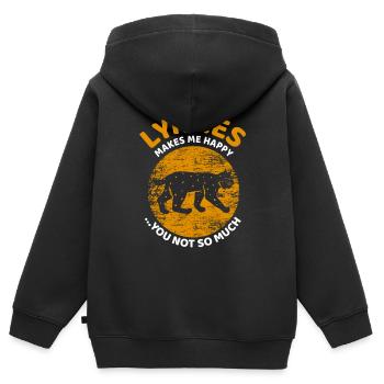 Luchs - Kinder Premium Organic Zip Hoodie - Schwarz - Hinten - AI Model Kid Male (0cm)