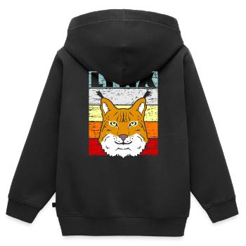 Luchs - Kinder Premium Organic Zip Hoodie - Schwarz - Hinten - AI Model Kid Male (0cm)