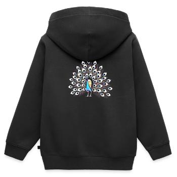 peacock - Kids Premium Organic Zip-up Hoodie - black - Back - AI Model Kid Male (0cm)