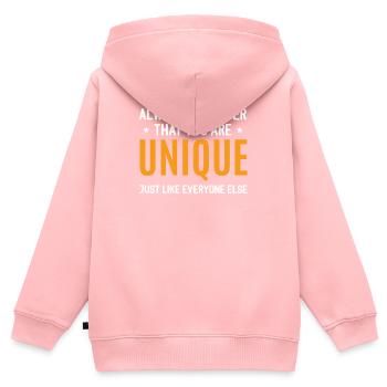 Lustiges Zitat - Kinder Premium Organic Zip Hoodie - Rosa - Hinten - AI Model Kid Female (0cm)