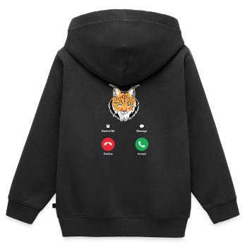 Luchs - Kinder Premium Organic Zip Hoodie - Schwarz - Hinten - AI Model Kid Male (0cm)