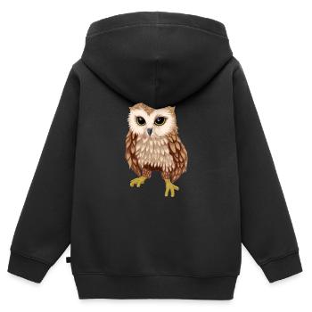 Eule Wildtiere Waldtiere Eulen Zoologie Nachtaktiv - Kinder Premium Organic Zip Hoodie - Schwarz - Hinten - AI Model Kid Male (0cm)
