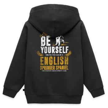 Geschenk English Springer Spaniel - Kinder Premium Organic Zip Hoodie - Schwarz - Hinten - AI Model Kid Male (0cm)
