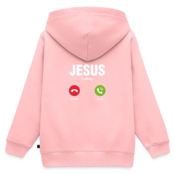 Jesus - Kinder Premium Organic Zip Hoodie - Rosa - Hinten - AI Model Kid Female (0cm)