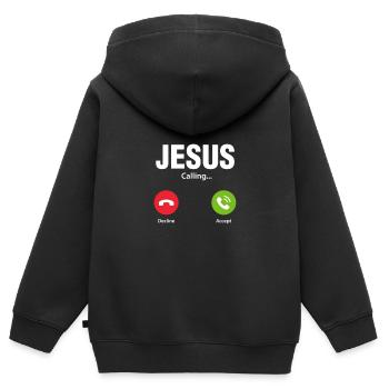 Jesus - Kinder Premium Organic Zip Hoodie - Schwarz - Hinten - AI Model Kid Male (0cm)