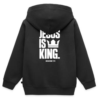 Jesus - Kinder Premium Organic Zip Hoodie - Schwarz - Hinten - AI Model Kid Male (0cm)