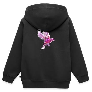 Vogel - Kinder Premium Organic Zip Hoodie - Schwarz - Hinten - AI Model Kid Male (0cm)