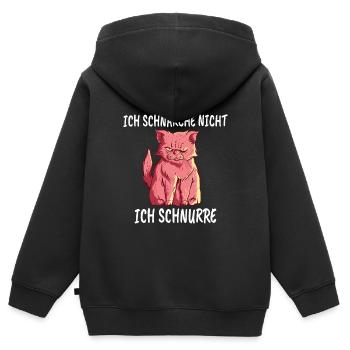 Ronflement homme fatigué ronflement nez chat - Sweat Premium à capuche zippé enfant bio - noir - Dos - AI Model Kid Male (0cm)