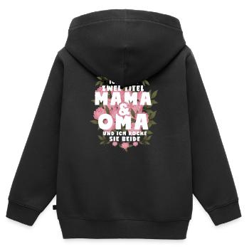 Ich Habe Zwei Titel Mama Und Oma - Kinder Premium Organic Zip Hoodie - Schwarz - Hinten - AI Model Kid Male (0cm)