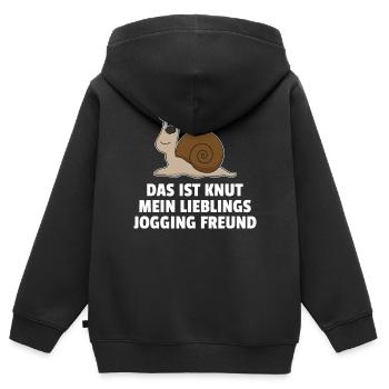 Schnecke Lieblings Jogging Freund Laufen Geschenk - Kinder Premium Organic Zip Hoodie - Schwarz - Hinten - AI Model Kid Male (0cm)