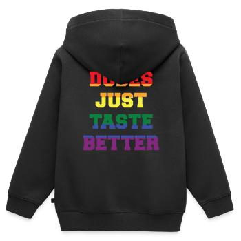 Dudes Just Taste Better LGBT Pride - Sweat Premium à capuche zippé enfant bio - noir - Dos - AI Model Kid Male (0cm)