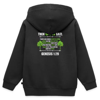 Religion - Kinder Premium Organic Zip Hoodie - Schwarz - Hinten - AI Model Kid Male (0cm)