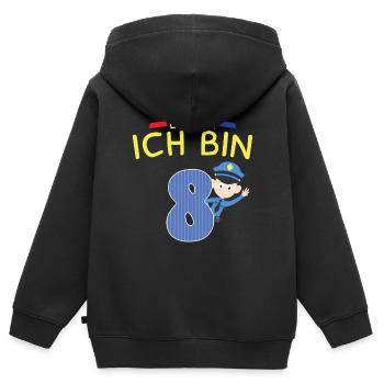 8.Geburtstag Junge Polizist Kind Polizei Geschenk - Kinder Premium Organic Zip Hoodie - Schwarz - Hinten - AI Model Kid Male (0cm)