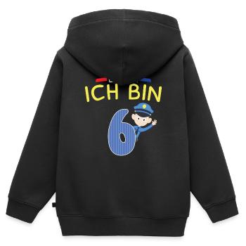 6.Geburtstag Polizei Junge Kinder Schule Geschenk - Kinder Premium Organic Zip Hoodie - Schwarz - Hinten - AI Model Kid Male (0cm)